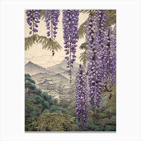 Fuji Wisteria 2 Japanese Botanical Illustration Canvas Print