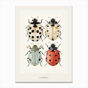 Colourful Insect Illustration Ladybug 11 Poster Canvas Print