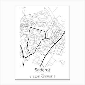 Sederot,Israel Minimalist Map Canvas Print