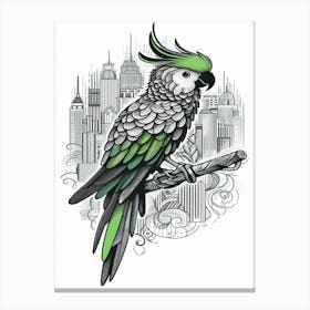 Mango Parrot In The City Canvas Print