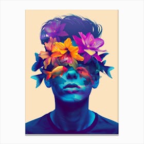 Man With Flowers On His Head Canvas Print