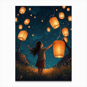 Lanterns In The Sky 2 Canvas Print
