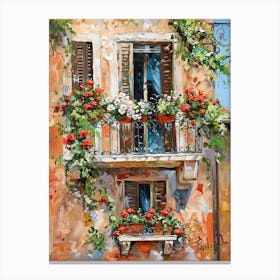 Balcony View Painting In Rome 4 Canvas Print