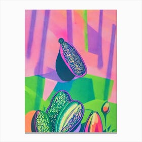 Avocado Risograph Retro Poster vegetable Canvas Print
