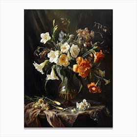 Baroque Floral Still Life Freesia 4 Canvas Print