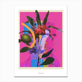 Bergamot 3 Neon Flower Collage Poster Canvas Print