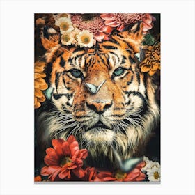 Tiger With Flowers 2 Canvas Print