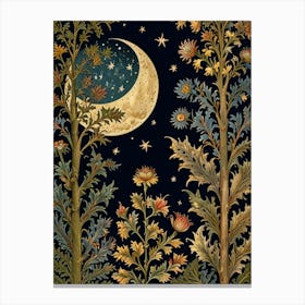 Default William Morris Print Night Sky Botanical Moon Poster V 0 3 Gigapixel Standard V2 4x Canvas Print