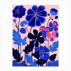 Blue Flower Illustration Geranium 1 Canvas Print