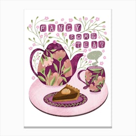 Fancy Some Tea chic floral tea cozy artwork Canvas Print