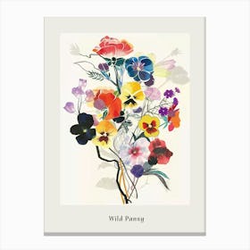 Wild Pansy 2 Collage Flower Bouquet Poster Canvas Print