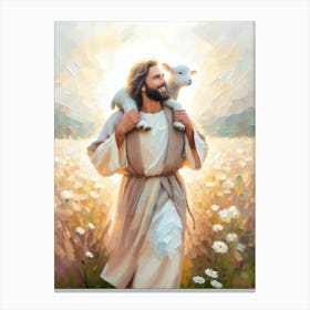 Worthy Of Saving, Jesus Leaves The 99, Jesus Saves Lamb, Digital Christian Art, Digital Jesus Painting, Bible Verse Art, Christian Painting Canvas Print