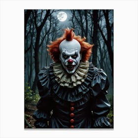 The Painted Grin Beneath the Moon Freaky Clown Canvas Print