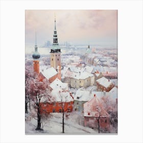 Dreamy Winter Painting Tallinn Estonia 1 Canvas Print