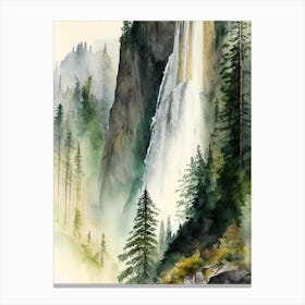 Horsetail Falls, United States Water Colour  (2) Canvas Print