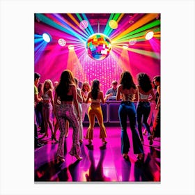 80´s Disco Dancers Illustration Canvas Print