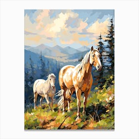 Horses Painting In Appalachian Mountains, Usa 3 Canvas Print