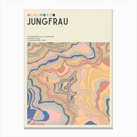 Jungfrau Switzerland Topographic Contour Map Canvas Print