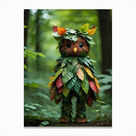 Creature Composed Entirely Of Multicolored Leaves Displaying Various Shades Of Green Hints Of Red Canvas Print