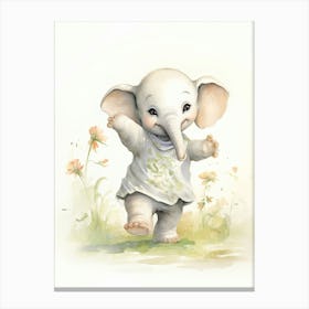 Elephant Painting Practicing Tai Chi Watercolour 1 Canvas Print