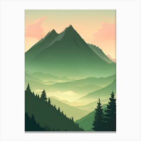 Misty Mountains Vertical Background In Green Tone 32 Canvas Print