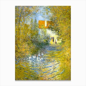 Geese in the Creek 1874 by Claude Monet "The Duck Pond" HD Remastered Canvas Print