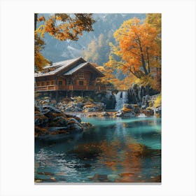 Autumn Lake In The Mountains Canvas Print