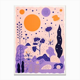 Abstract Landscape Risograph Style Flowers Canvas Print