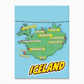 Iceland Pop Art Map Canvas Print