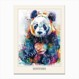 Giant Panda Colourful Watercolour 1 Poster Canvas Print
