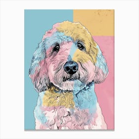 Pastel Spanish Water Dog Line Illustration 1 Canvas Print