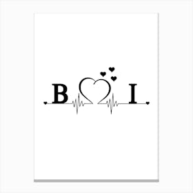 Personalized Couple Name Initial B And I Monogram Canvas Print