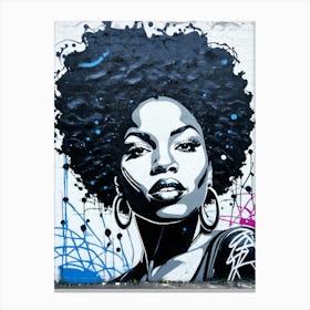 Graffiti Mural Of Beautiful Black Woman 25 Canvas Print