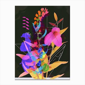 Lobelia 4 Neon Flower Collage Canvas Print