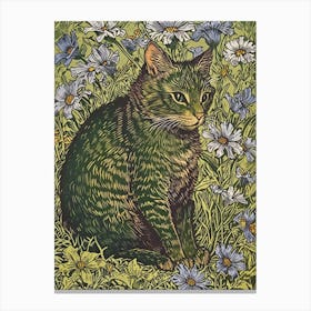 Cat In Daisies Canvas Print