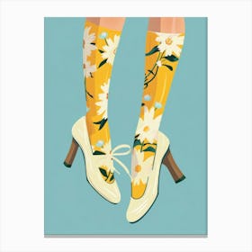 White Floral Vintage Shoes 1 Canvas Print