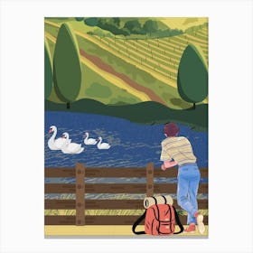 Swans In The Lake Canvas Print