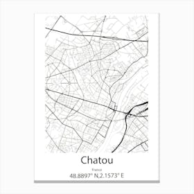 Chatou,France Minimalist Map Canvas Print