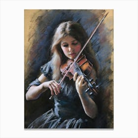 Violinist, Portrait of a ghostly girl playing the violin, in the style of teodor axentowicz, expressive pastel sketch, fine art, pastel heavy line rough sketch, Canvas Print
