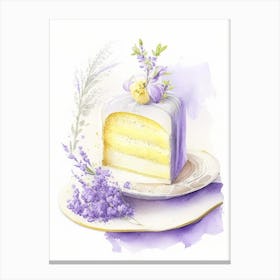 Lemon Lavender Cake Dessert Gouache Flower Canvas Print
