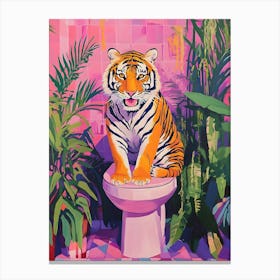 Tiger On Toilet Canvas Print