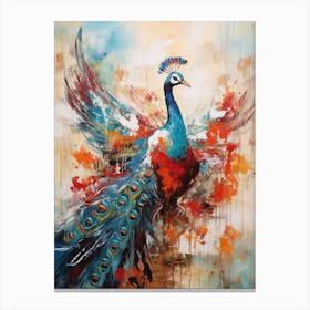 Peacock Abstract Expressionism 2 Canvas Print