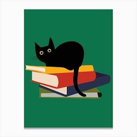 Cat On Books Canvas Print