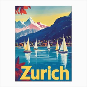 Aihrgdesign A 1970s Inspired Travel Poster For Zurich 2 Canvas Print