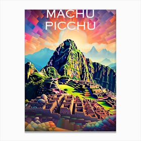 Colourful Machu Picchu travel poster Canvas Print