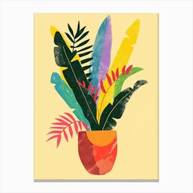 Croton Plant Minimalist Illustration 8 Canvas Print