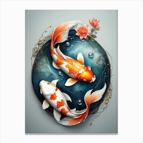 Koi Fish Yin Yang Painting (28) Canvas Print