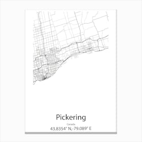 Pickering,Canada Minimalist Map Canvas Print