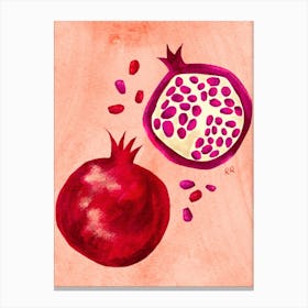 Painted Pomegranates In Pink Canvas Print