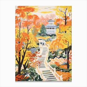 Summer Palace, China In Autumn Fall Illustration 3 Canvas Print